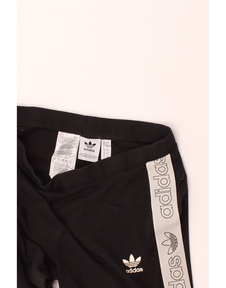 ADIDAS Womens Graphic Leggings UK 8 Small Black Cotton Vintage Adidas and Second-Hand Adidas from Messina Hembry 