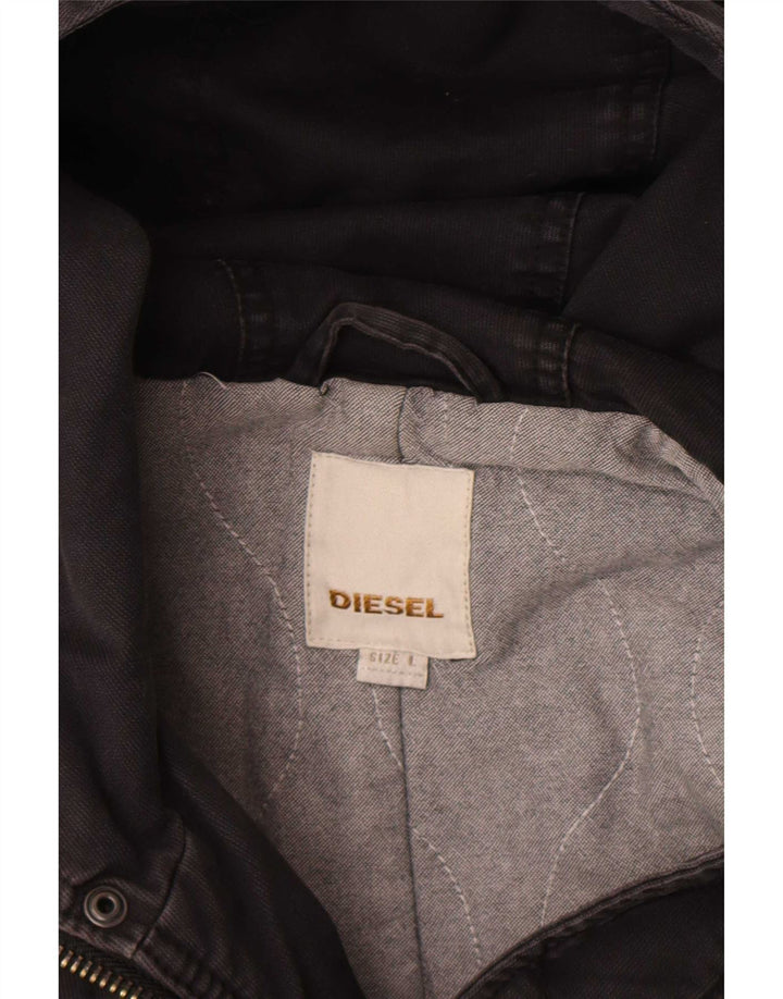 Męska kurtka parka z kapturem Diesel UK 40, duża czarna