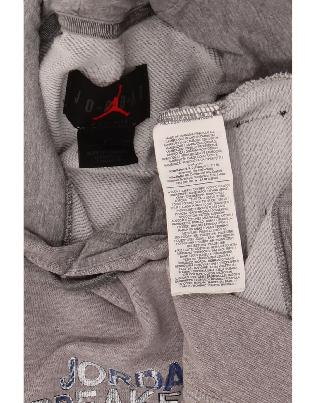 Męski sweter z kapturem i grafiką Jordan, mały, szary, bawełniany