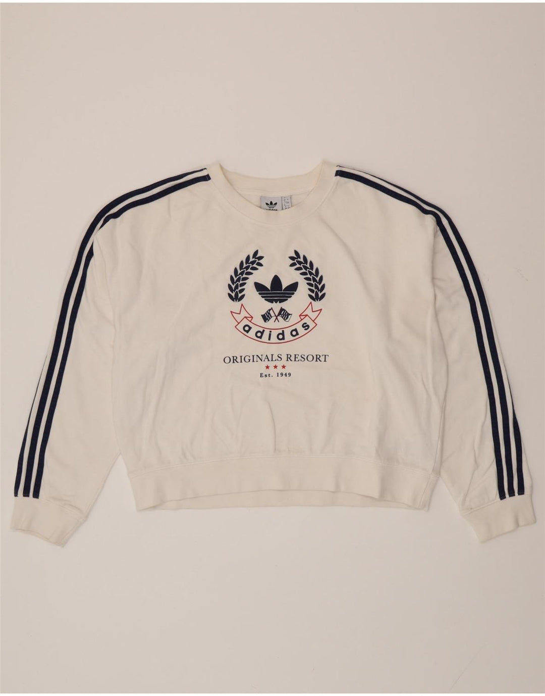 Damska bluza oversize ADIDAS z grafiką UK 12, średnia biel