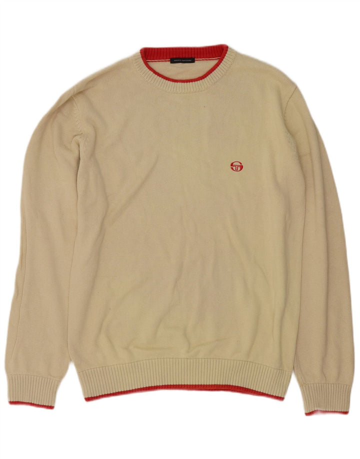 Męski sweter z okrągłym dekoltem Sergio Tacchini, średnio beżowy, bawełniany