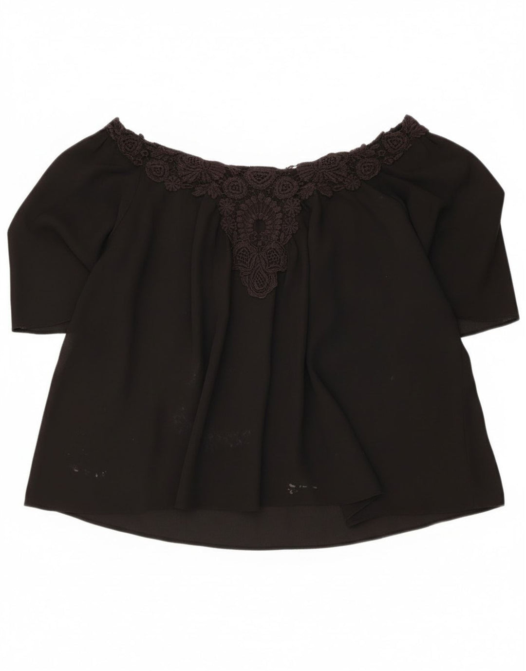 Damski top Zara Crop Oversize z odkrytymi ramionami UK 16, duży, czarny w kwiaty