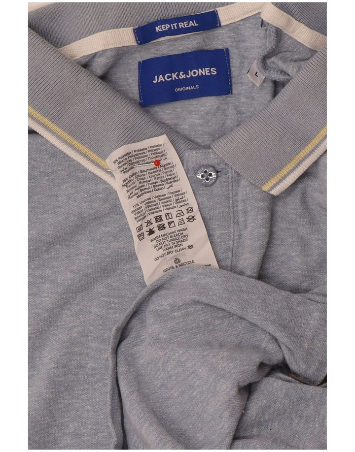 Męska koszulka polo Jack & Jones, duża, niebieska, poliestrowa