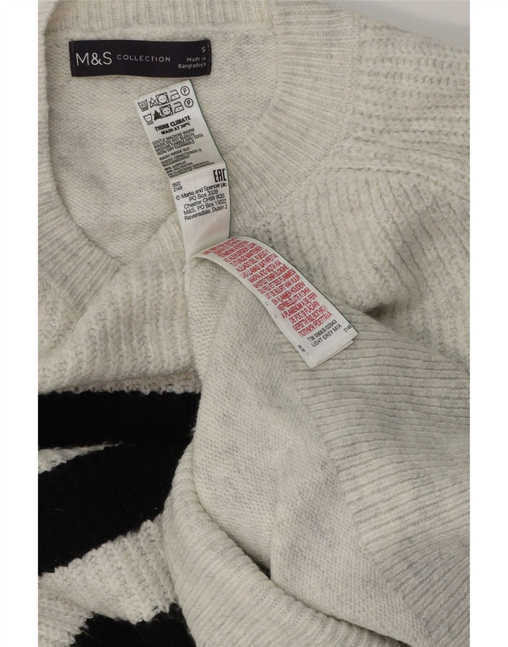 Marks & Spencer Damski sweter z okrągłym dekoltem UK 10 w małe szare paski