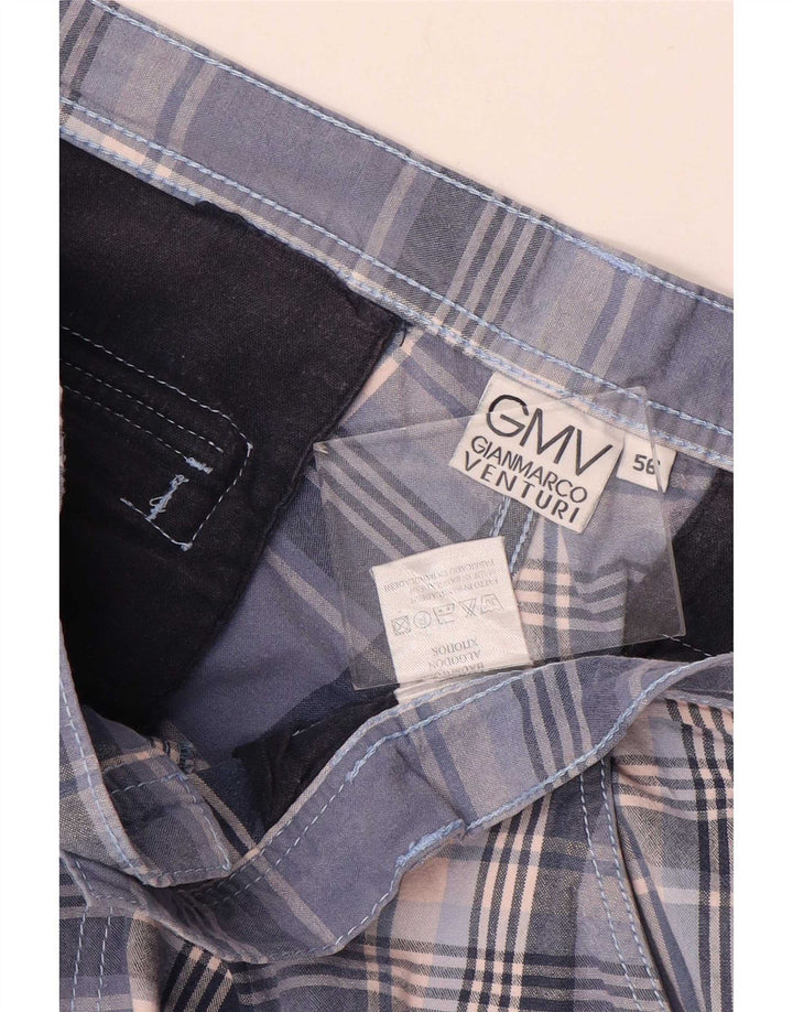 Męskie spodenki Chino Gianmarco Venturi W36, duże, niebieskie, bawełniane w kratkę