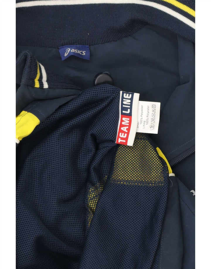 Męska kurtka dresowa Asics z grafiką, 2XL, granatowy, poliester z blokami kolorów