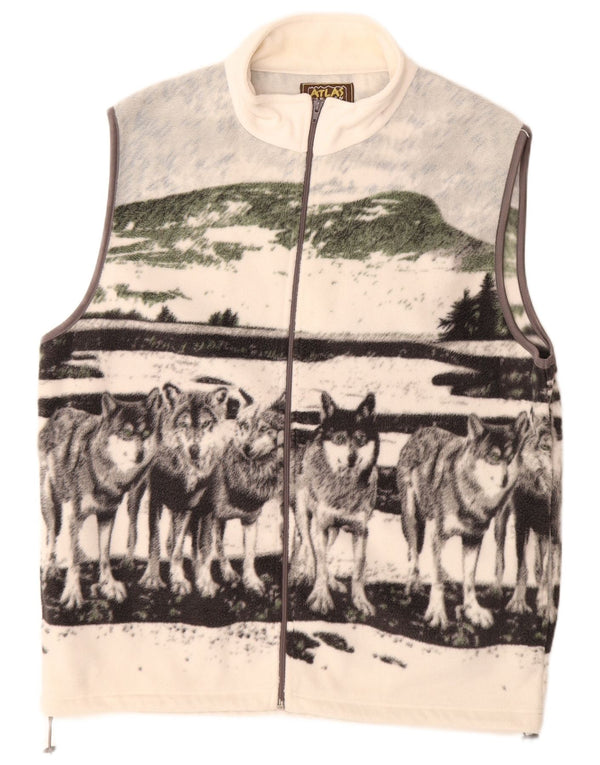 Atlas For Men Męska kamizelka polarowa z grafiką UK 44 2XL Off White Poliester