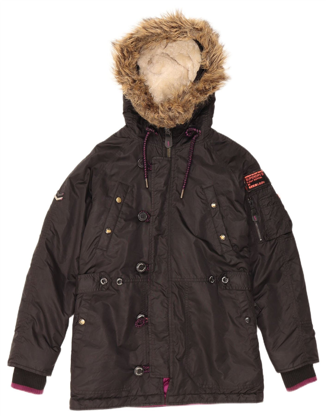Męska wyściełana kurtka z kapturem Superdry UK 38 Średni czarny nylon