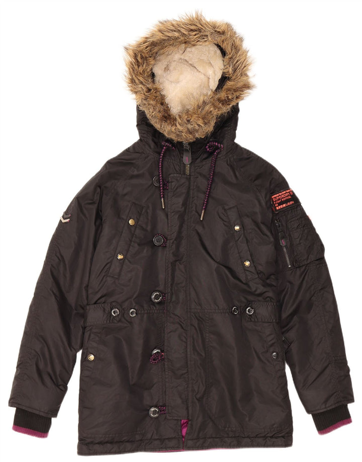 Męska wyściełana kurtka z kapturem Superdry UK 38 Średni czarny nylon