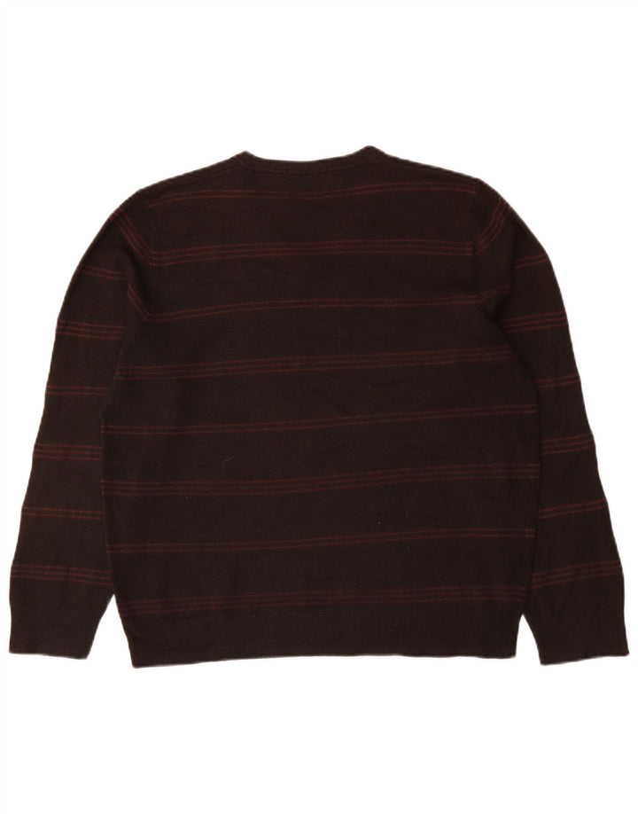 Męski sweter Marks & Spencer Blue Harbor z dekoltem w kształcie litery V, w duże brązowe paski