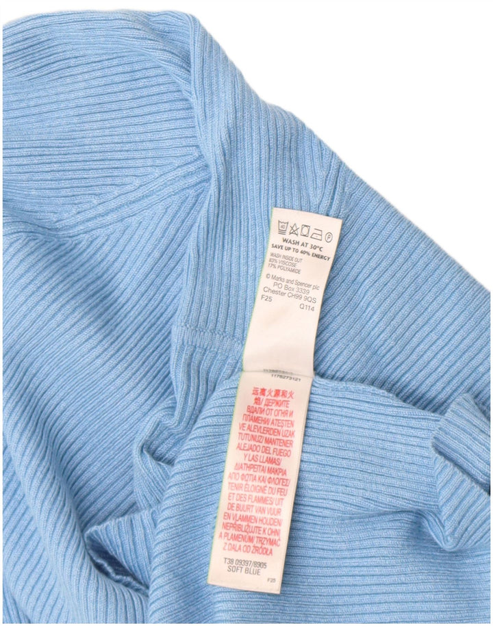 Marks & Spencer Damski top z długim rękawem, UK 18 XL, niebieska wiskoza