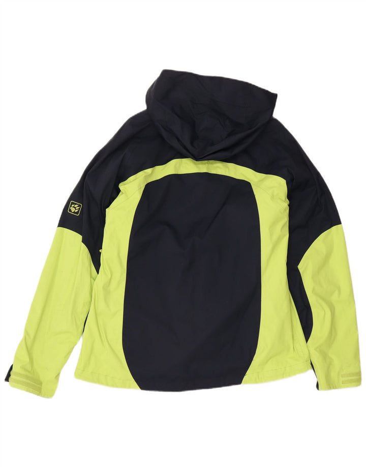 Damska kurtka wiatrówka Jack Wolfskin UK 16, duża granatowa, z blokami kolorów