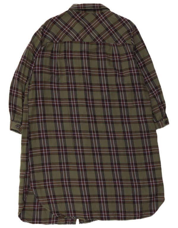 Damska sukienka koszulowa z rękawem 3/4 Zara UK 18 XL, bawełniana w zieloną kratkę