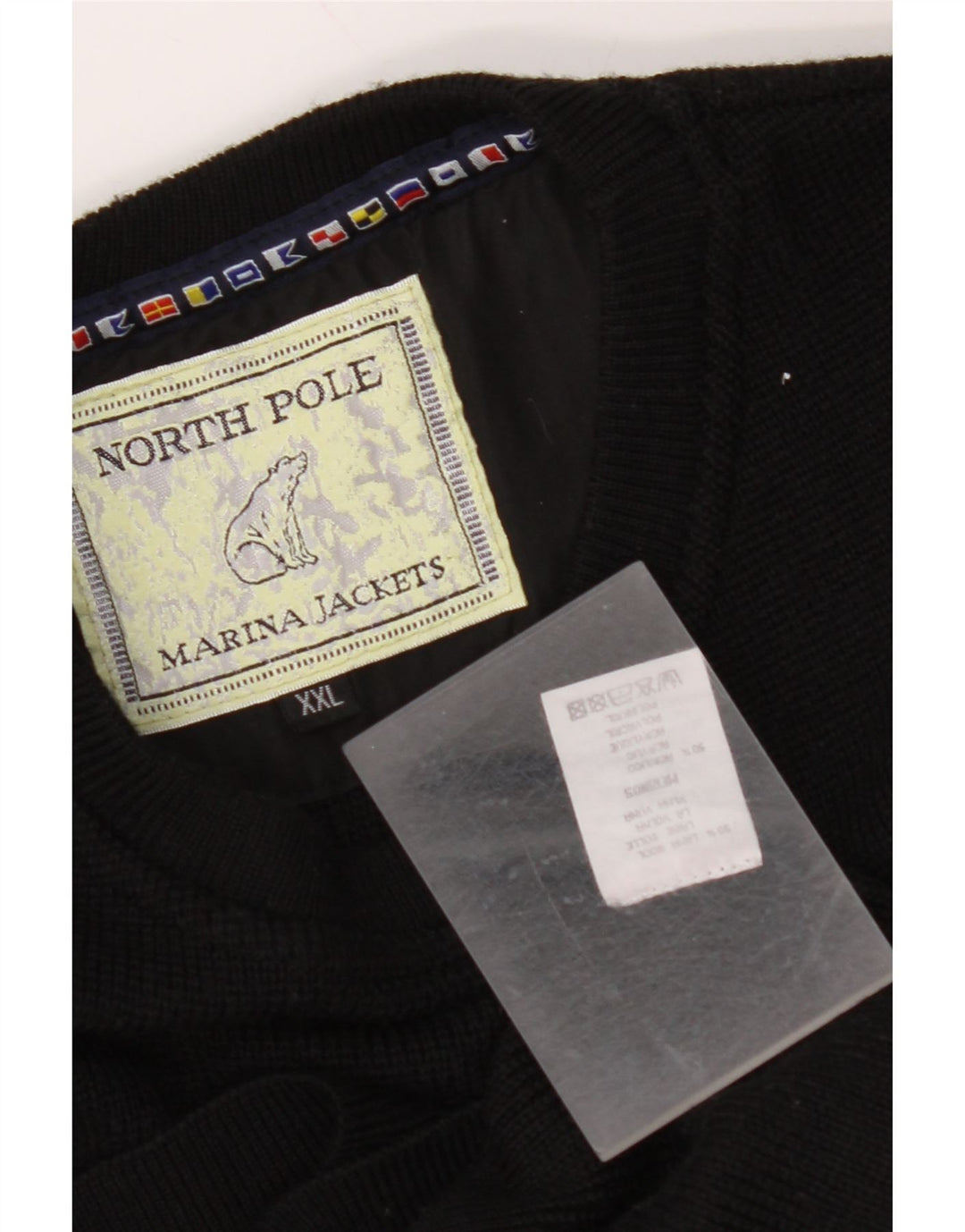 Męski sweter z okrągłym dekoltem NORTH POLE 2XL, czarna wełna