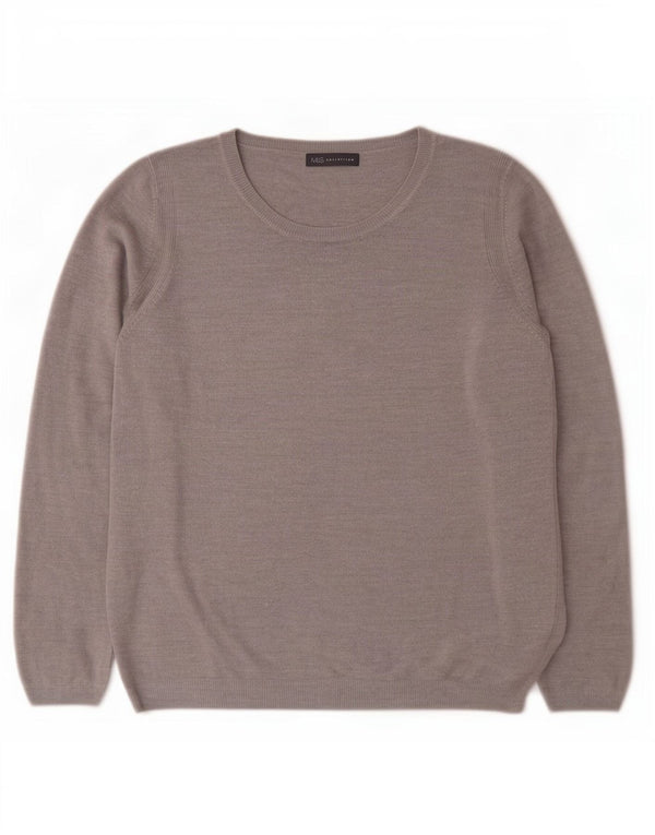 Marks & Spencer Damski sweter z dekoltem w łódkę, UK 18 XL, szary akryl