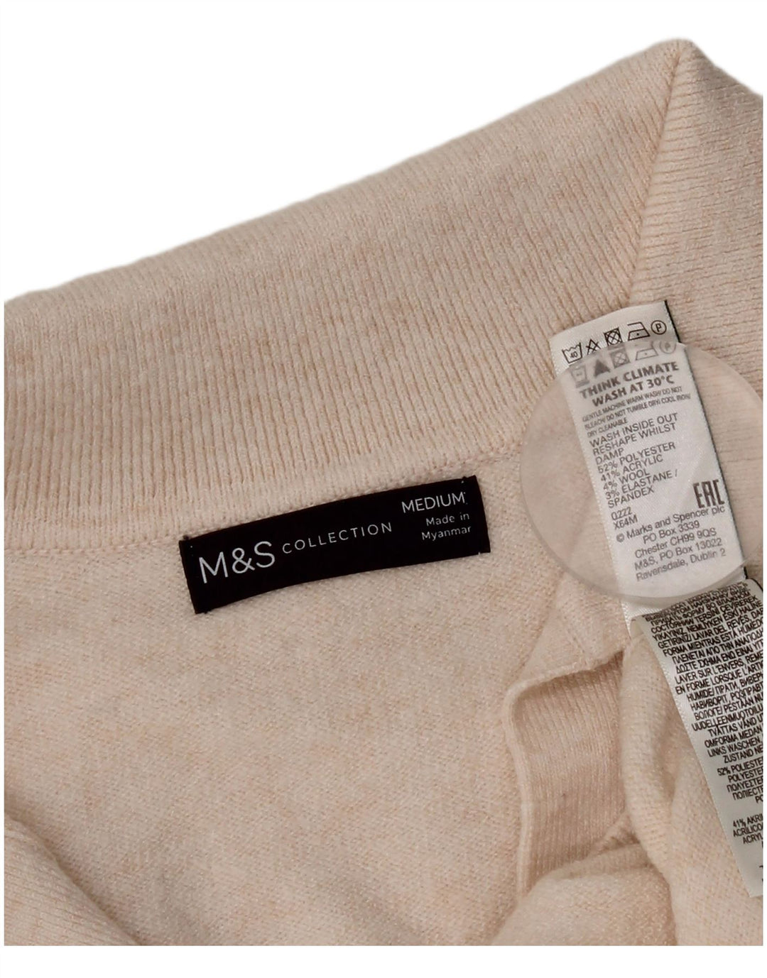 Damski sweter polo Marks & Spencer UK 14, średni złamanej bieli