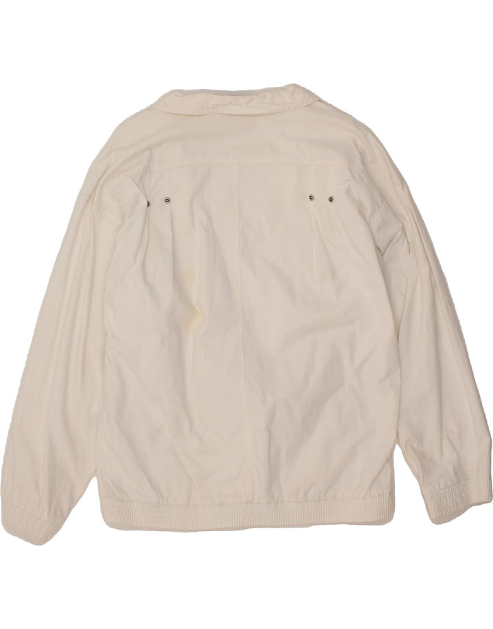 VINTAGE Womens Bomber Jacket One Size White Cotton Vintage Vintage and Second-Hand Vintage from Messina Hembry 