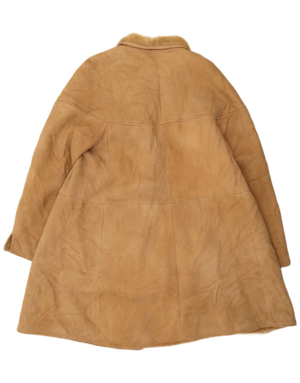 Vintage damski płaszcz z owczej skóry UK 14, duży beż