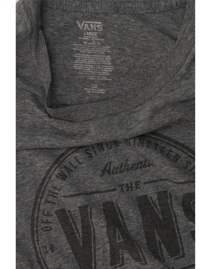 Męski T-shirt z grafiką Vans, duży, szary, bawełniany