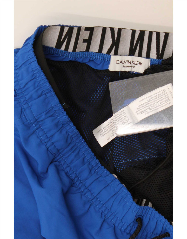 Męskie spodenki kąpielowe Calvin Klein z grafiką, średni niebieski, poliester