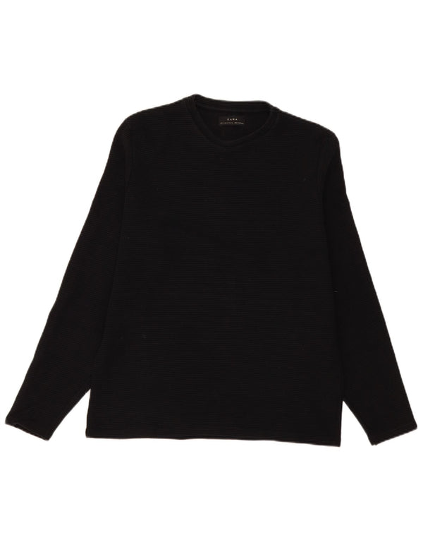 Zara Mens Top Long Sleeve Medium Black Striped