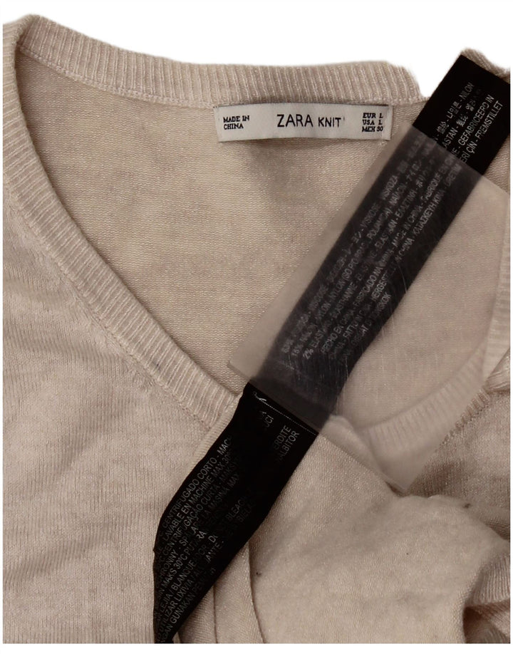 Sweter damski Zara Cardigan UK 14 Large Beżowa Wiskoza