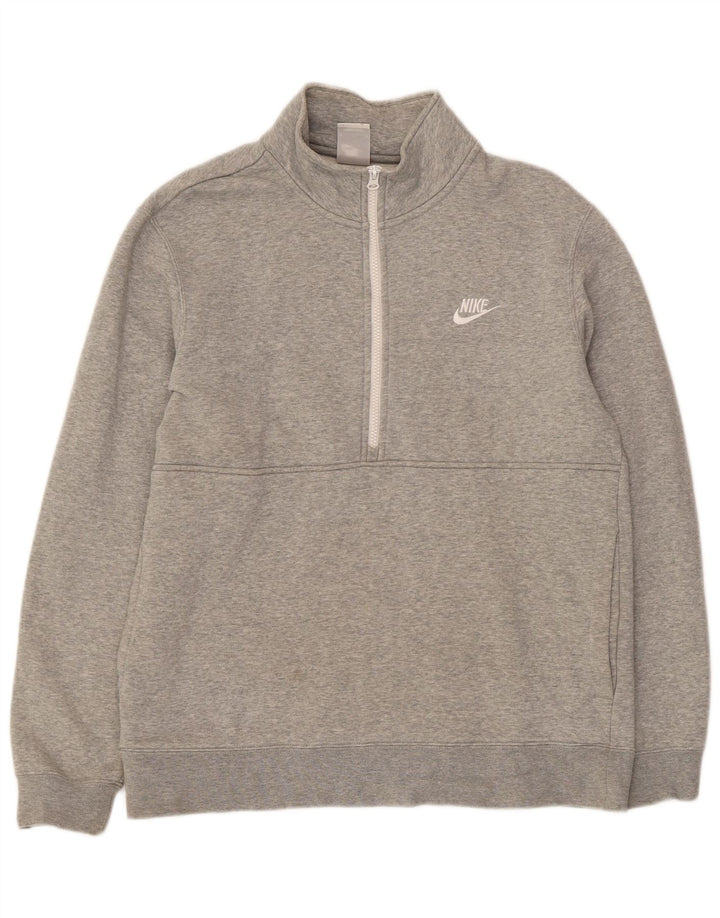 Męski sweter z kapturem i zamkiem błyskawicznym Nike, średnioszary, bawełniany