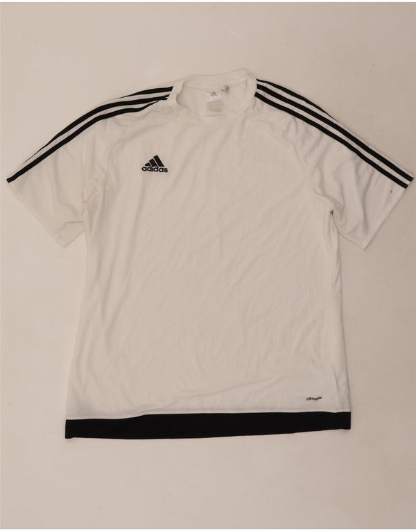 Adidas Męska koszulka Climalite Top XL Biały poliester z blokami kolorów