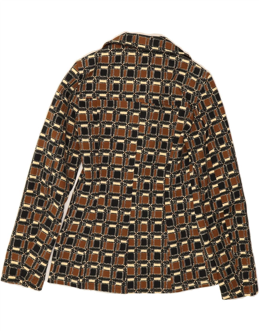 PHARD Womens Full Zip Shirt Blouse UK 12 Medium Brown Geometric Vintage Phard and Second-Hand Phard from Messina Hembry 