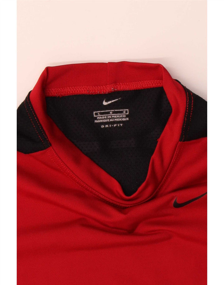 Męski T-shirt Nike Dri Fit, duży, czerwony, poliestrowy blok kolorów