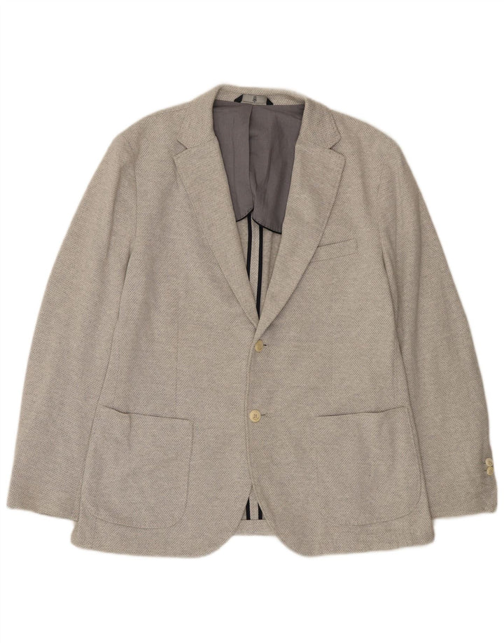Męska marynarka zapinana na 2 guziki Massimo Dutti EU 56 XL Szara tkanina argyle/diament