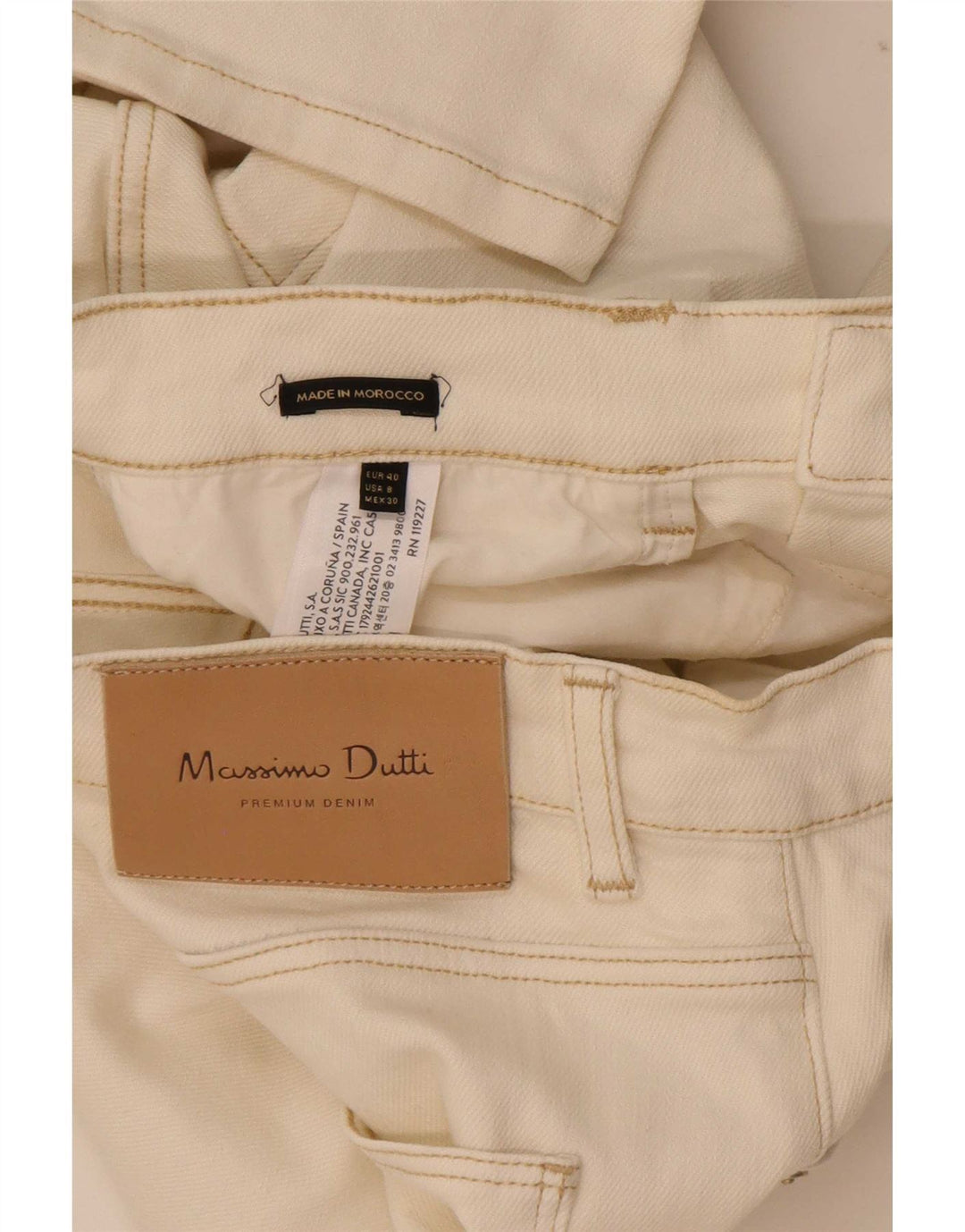 Damskie proste dżinsy Massimo Dutti EU 40 Medium W30 L29 Złamana biała bawełna