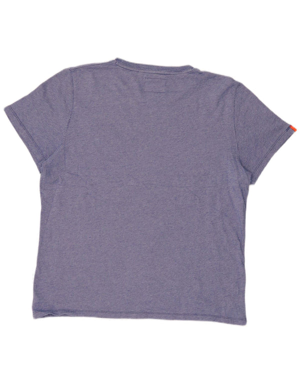 SUPERDRY Męski T-shirt Top 2XL Niebieski, bawełniany w prążki