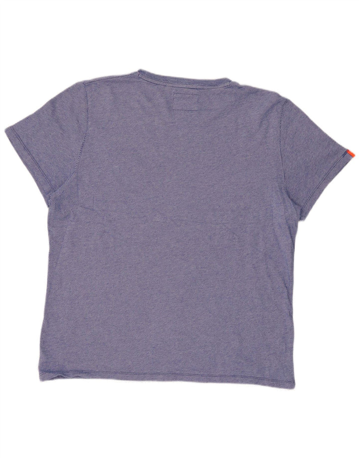 SUPERDRY Męski T-shirt Top 2XL Niebieski, bawełniany w prążki