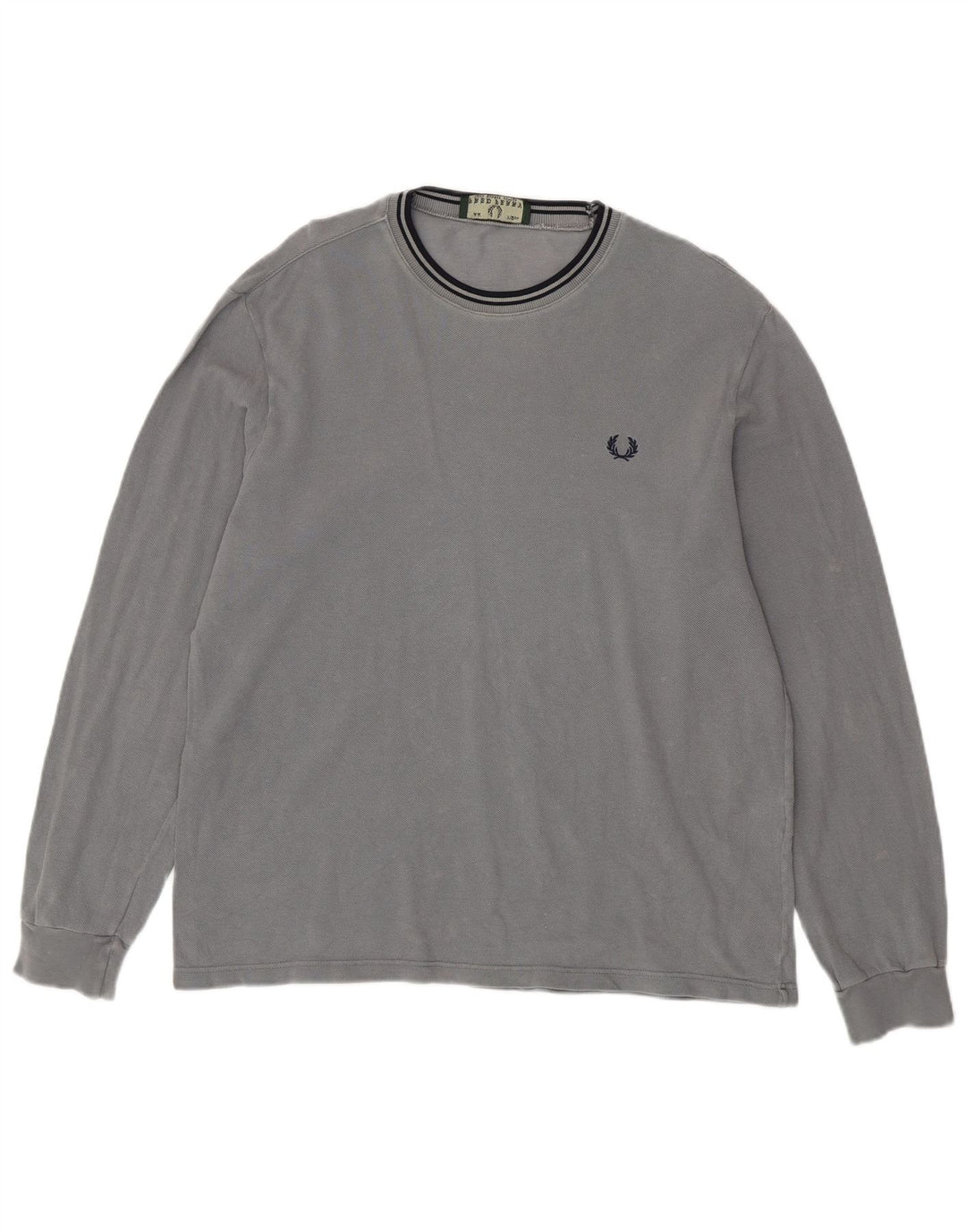 FRED PERRY Męski top z długim rękawem, średnioszary, bawełniany