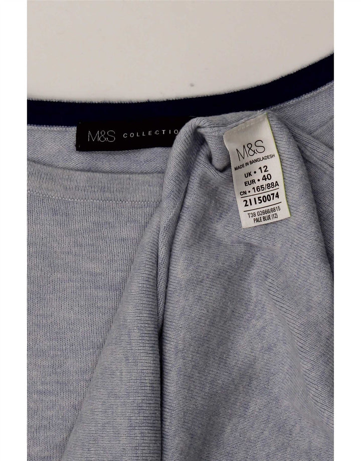 Marks & Spencer Damski top z długim rękawem, UK 12, średni niebieski, bawełniany