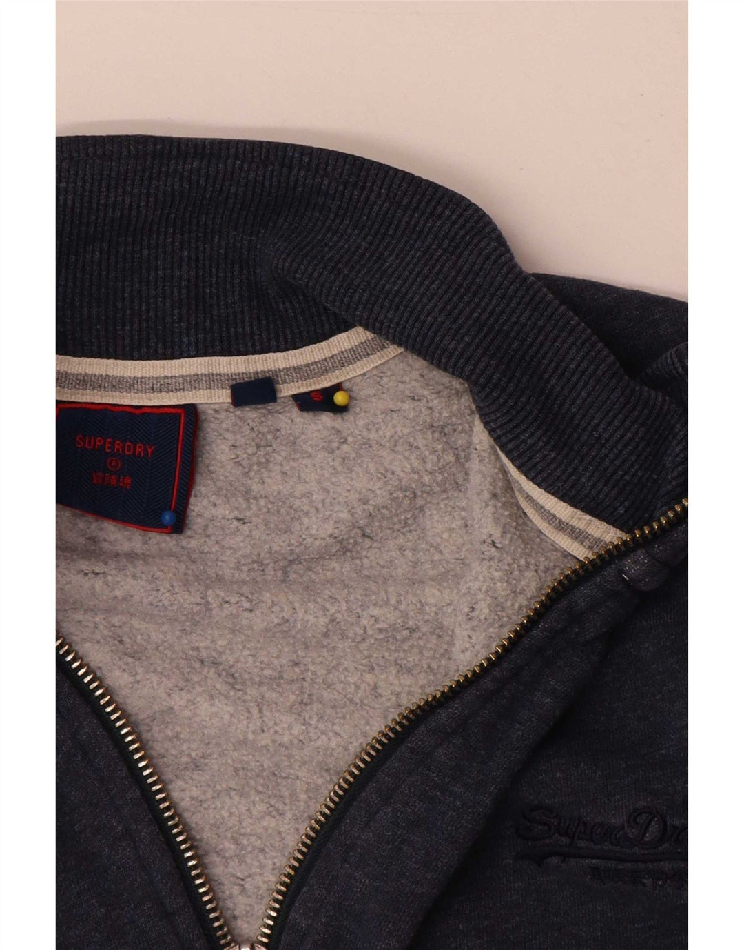 Męski sweter Superdry z zamkiem błyskawicznym, mały, granatowy, bawełniany