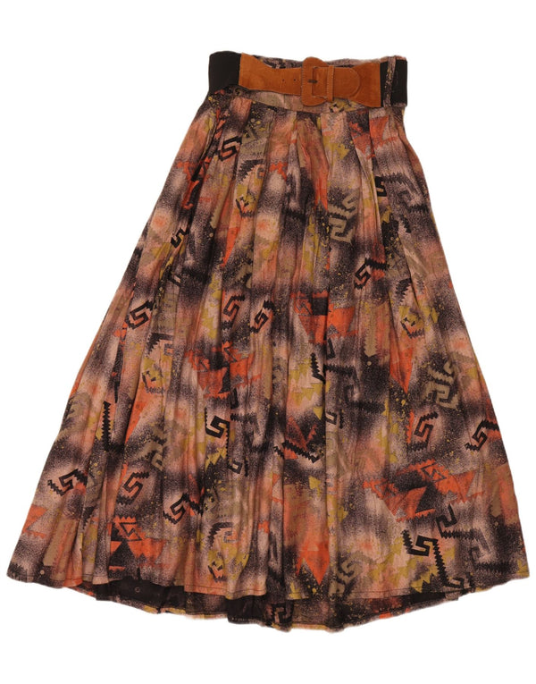 Vintage damska spódnica Maxi z wysokim stanem, rozkloszowana W28, średni brązowy patchwork