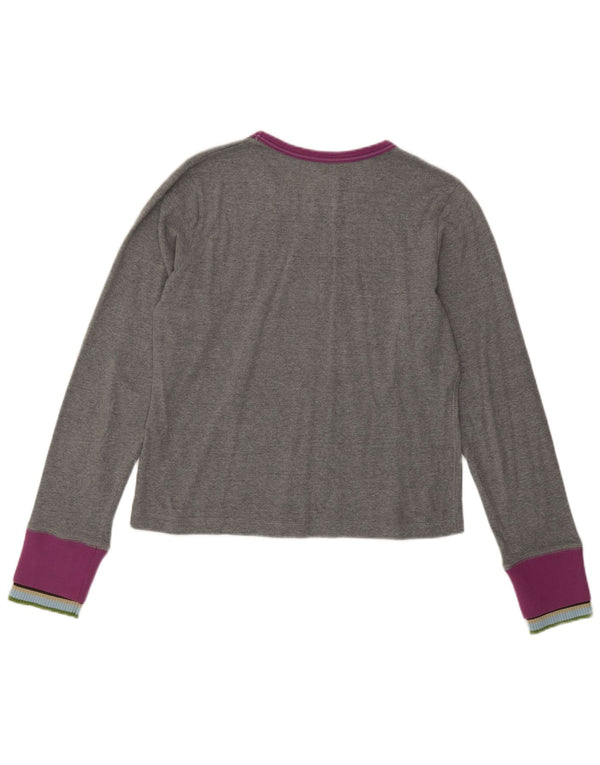 Damski krótki top Napapijri z grafiką, długim rękawem, UK 14, duży, szary, z blokami kolorów