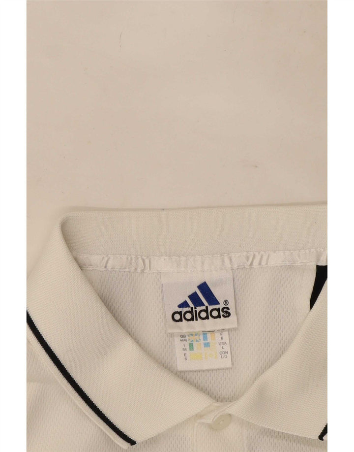Męska koszulka polo Adidas UK 44/46, duża, biała, poliestrowa