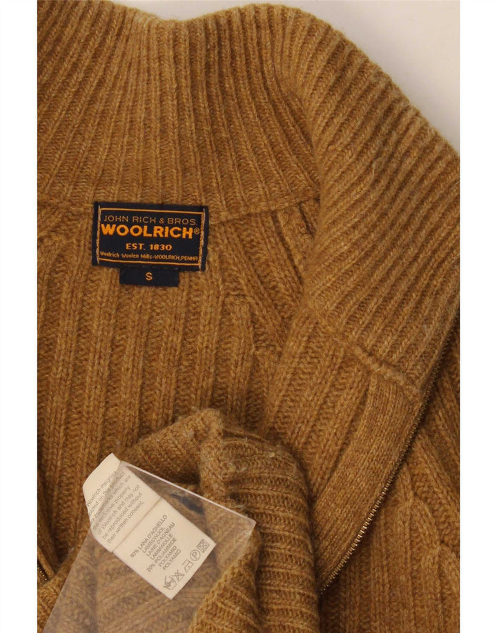 Woolrich Męski sweter rozpinany, mały, brązowy, wełniany