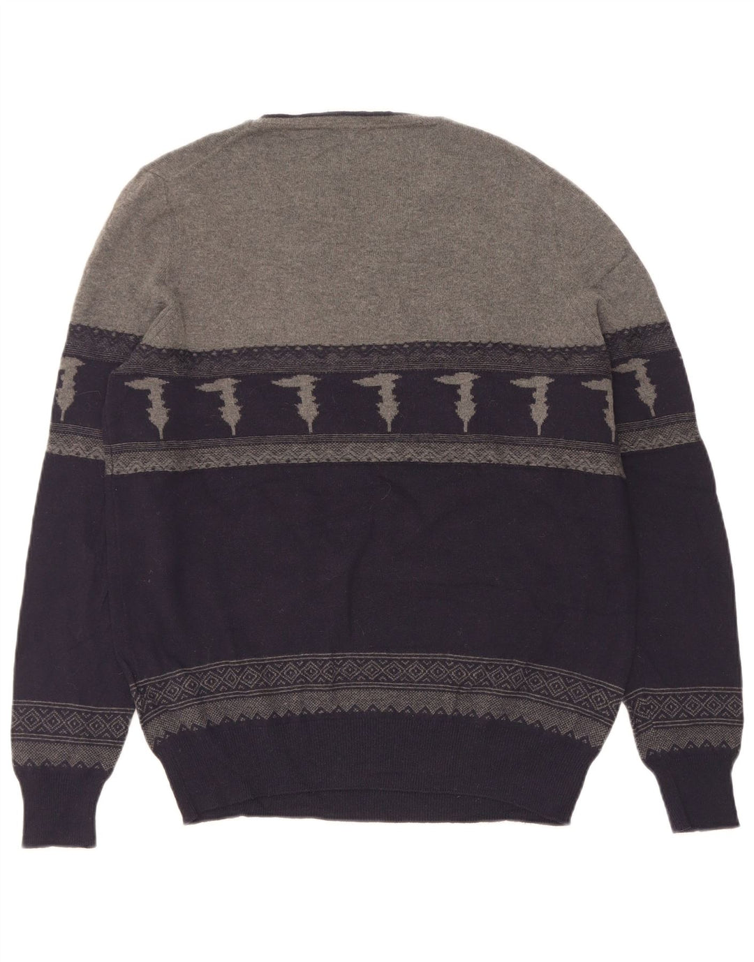 Męski sweter Trussardi z dekoltem w łódkę, średni granat, blok kolorów