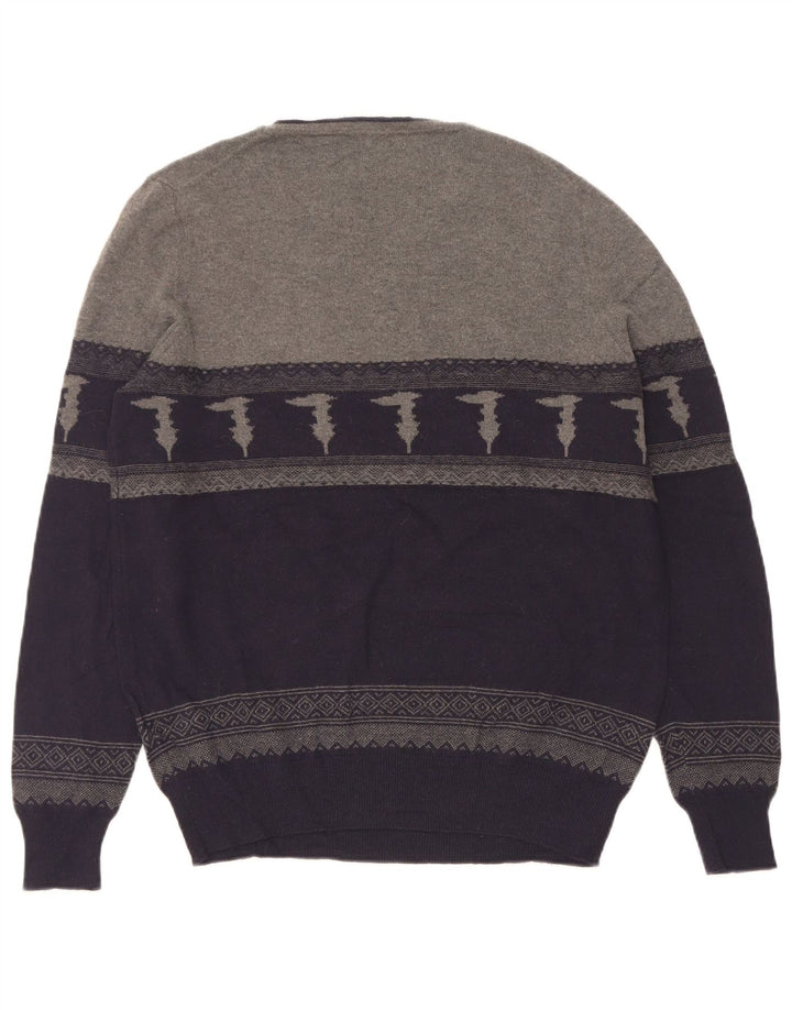 Męski sweter Trussardi z dekoltem w łódkę, średni granat, blok kolorów