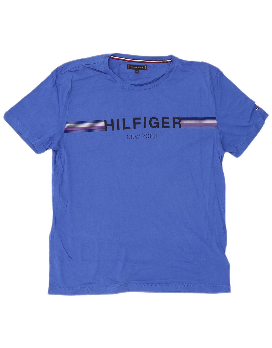Męska koszulka z grafiką TOMMY HILFIGER Top 2XL, niebieska, bawełniana