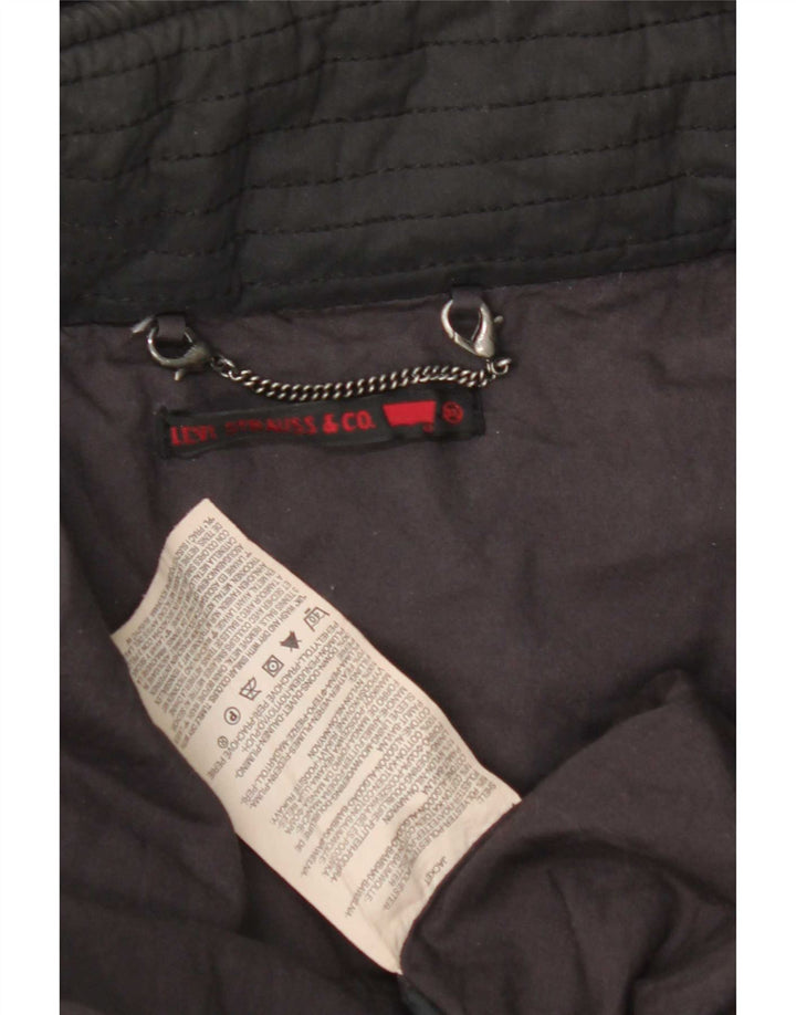 Męski ocieplany płaszcz z kapturem Levi's UK 42 XL, czarny poliester