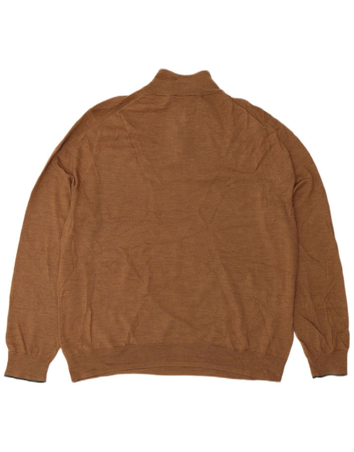 Męski sweter zapinany na zamek White Stuff 2XL Brązowa wełna