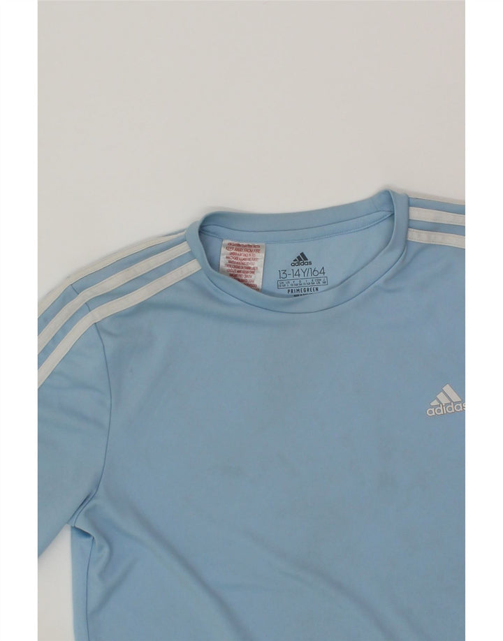 ADIDAS Boys T-Shirt Top 13-14 Years Blue Polyester Vintage Adidas and Second-Hand Adidas from Messina Hembry 