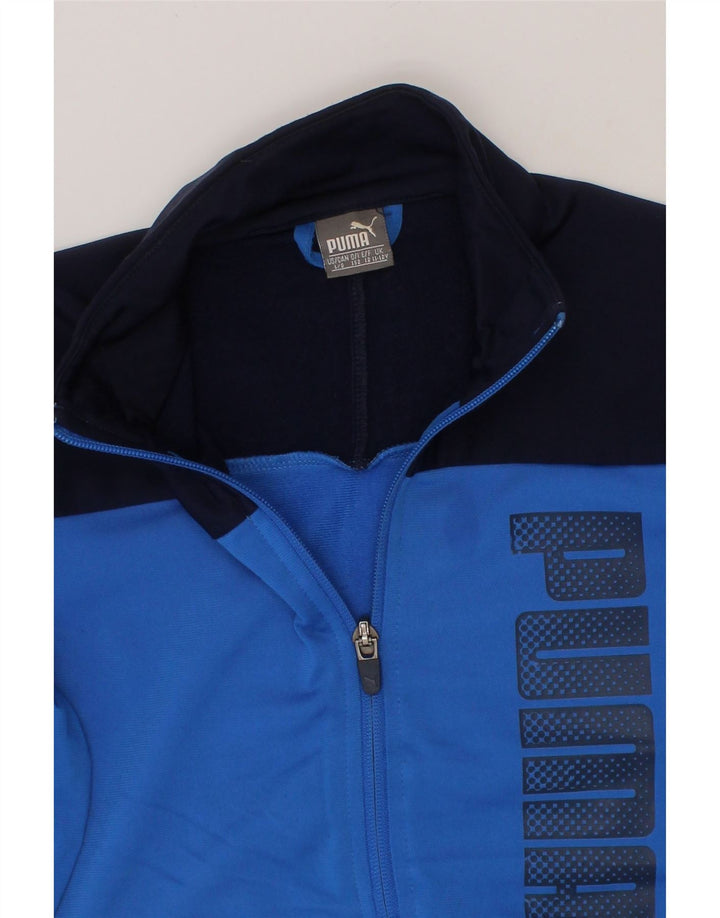 PUMA Boys Graphic Tracksuit Top Jacket 11-12 Years Blue Colourblock Vintage Puma and Second-Hand Puma from Messina Hembry 