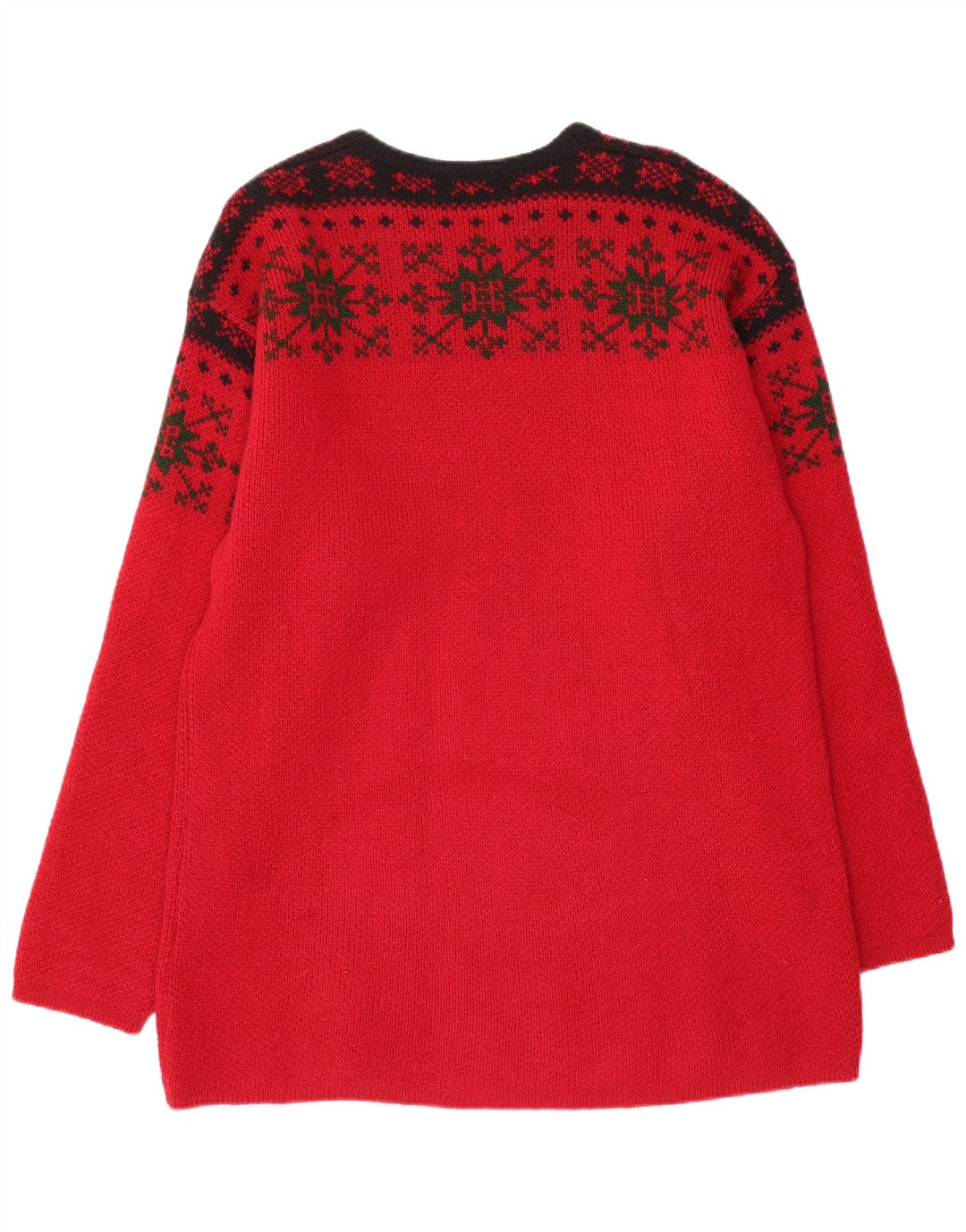 JANUS Męski sweter z okrągłym dekoltem IT 50 Średni czerwony Fair Isle Wool