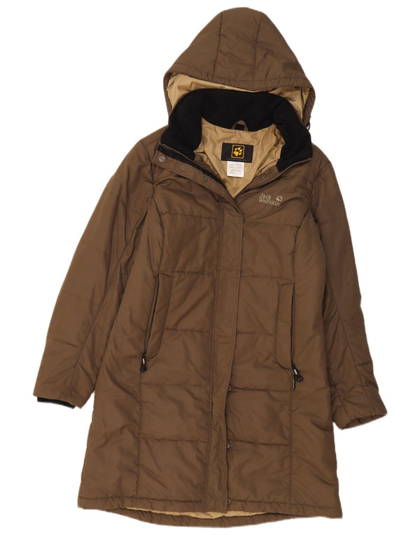 Damski ocieplany płaszcz z kapturem Jack Wolfskin UK 12/14, średni khaki, poliester